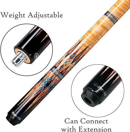 Miniatura 8 de Taco de billar de fibra de carbono de Moyerely, palo de taco de 11.8mm12.5mm de baja deflexión, palo de piscina profesional con estuche