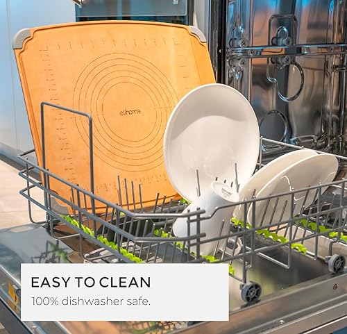 Miniatura 8 de Elihome Tabla de cortar y pastelería esencial para cocina, tabla de cortar de fibra de madera para cocina, apta para cuchillos, apta para