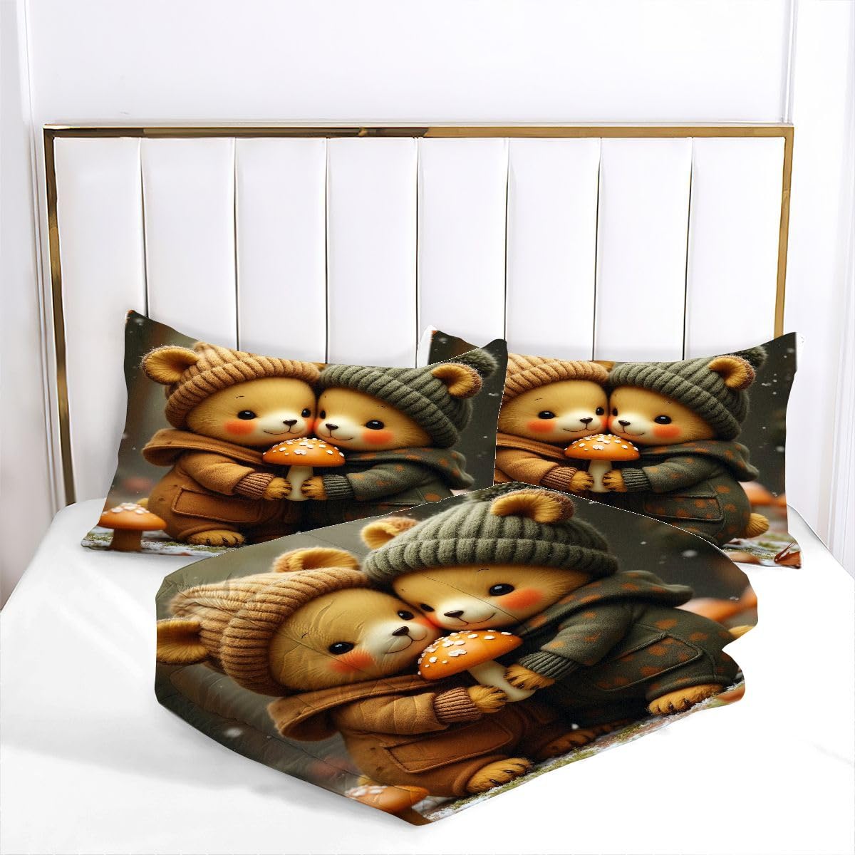 Edredón 200x200 cm Animal de Dibujos Animados, Lavable en Lavadora Juego de Cama Completo 200x200, Colcha de Microfibra con Estampado 3D + 2 Funda de Almohada para Todas Las Estaciones D183