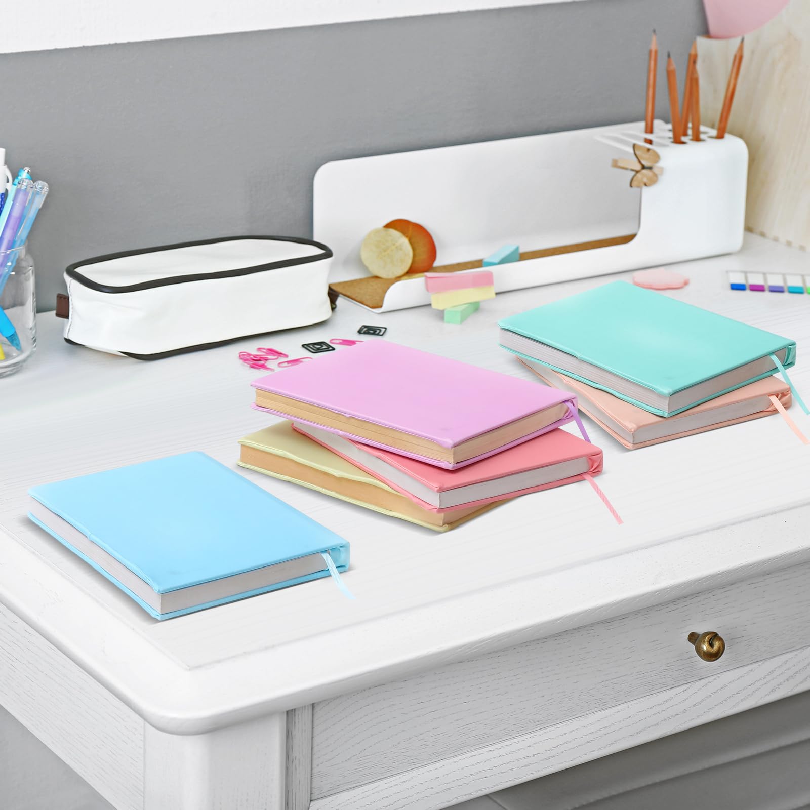 Yexiya 6 copertine per libri in tessuto elasticizzato, motivo colorato, lavabili, riutilizzabili, per libri di testo con copertina rigida fino a 23 x 28 cm (colore puro)