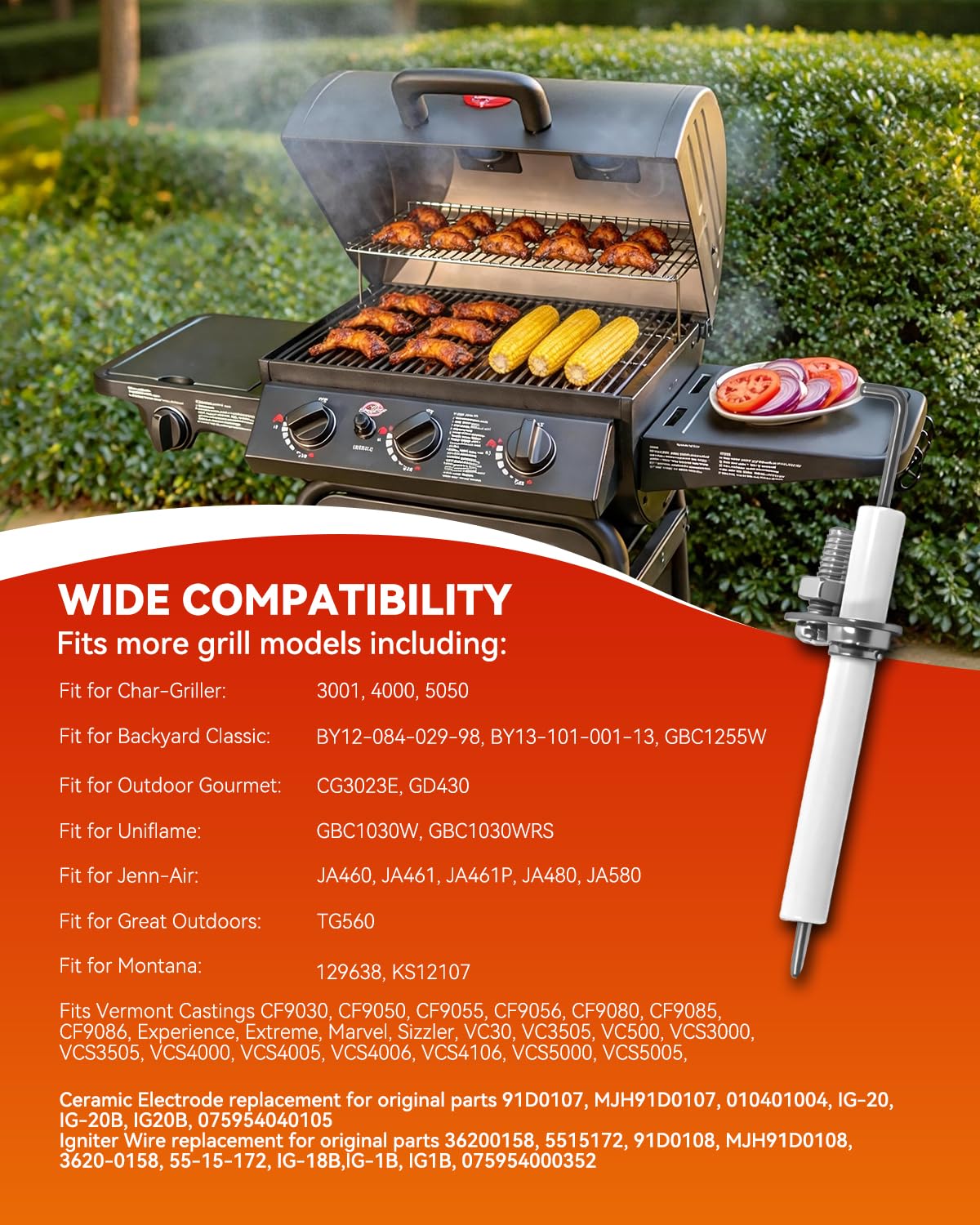 BBQ Future Exact Durable Igniter Kit Replacement for CharGriller