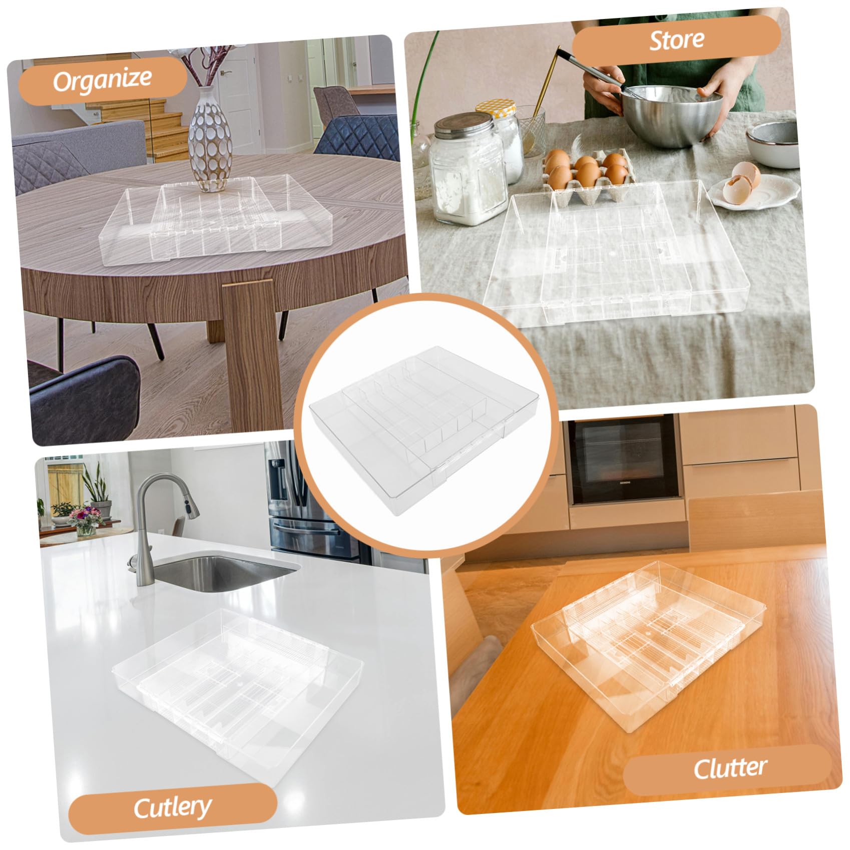 MAGICLULU Ausziehbarer Acryl Besteckkasten mit Mehrfachfächern Erweiterbarer Küchenorganizer für Löffel und Gabeln für Schlafzimmer und Badezimmer Leicht und Multifunktional