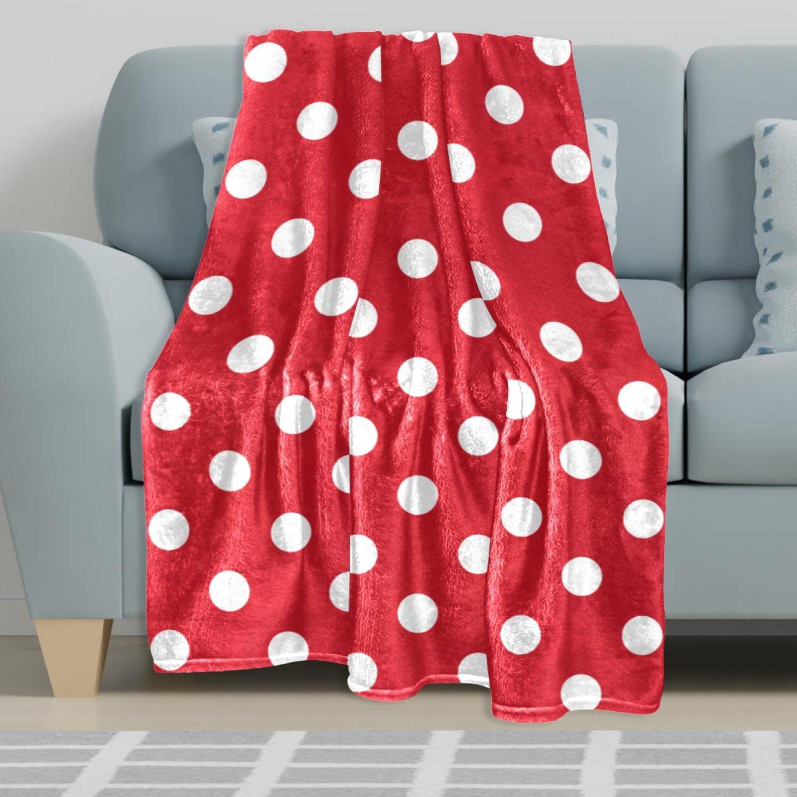 Amazon｜寝具フリースブランケット、寝室のソファの床の装飾、赤白