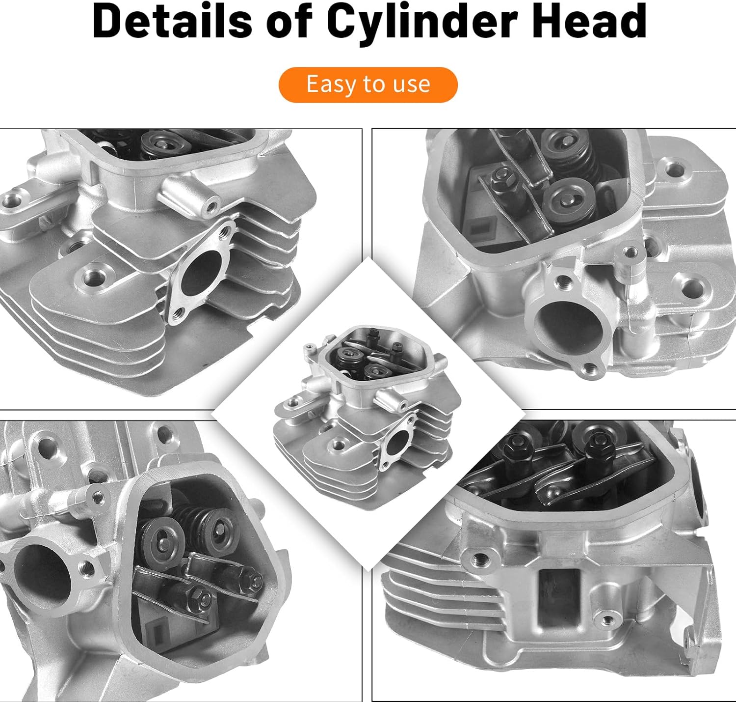 Assembled Cylinder Head Kit fit for Honda GX340 GX390 11HP 13HP Engine, Includes Rockers Valves Springs Gaskets Bolts & Spark Plug