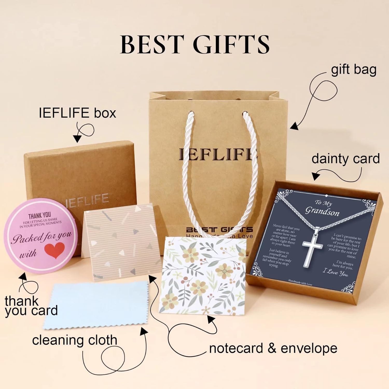 IEFLIFE Cross Necklace Gifts for Men, Silver/Gold/Black Cross Necklace Box Chain Necklace for Men, Fathers Day Valentines Christmas Religious Christian Gifts for Dad Son Husband Step Dad - Image 7