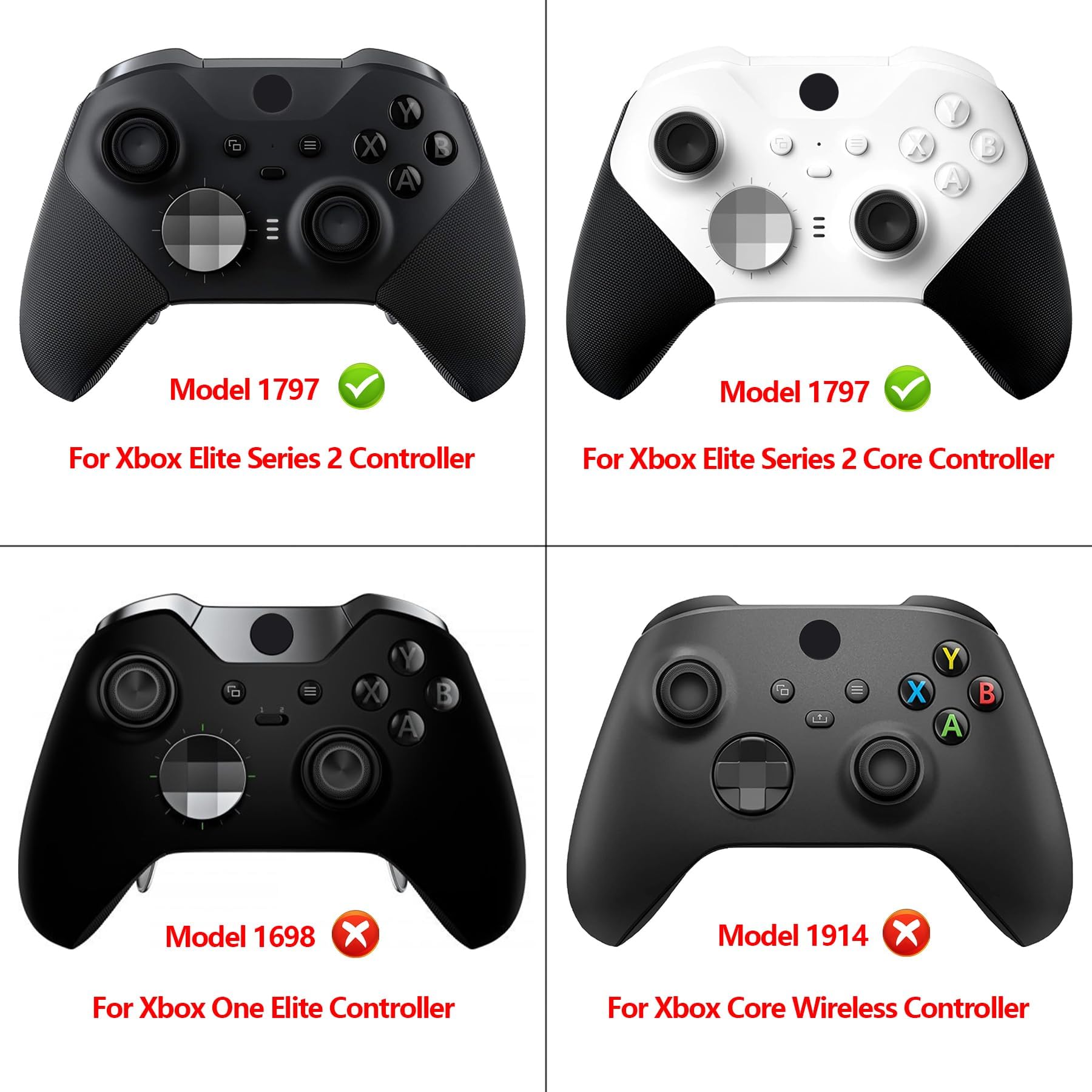 eXtremeRate Xbox Elite Series 2コントローラーに対応用 ライトバージョン フルクリックキット(ショルダー&ABXYボタン)、Xbox Elite 2 Core(モデル1797)対応、人間工学設計 タクタイルスイッチ LT RT A B X Y マウスクリック感触 - 2