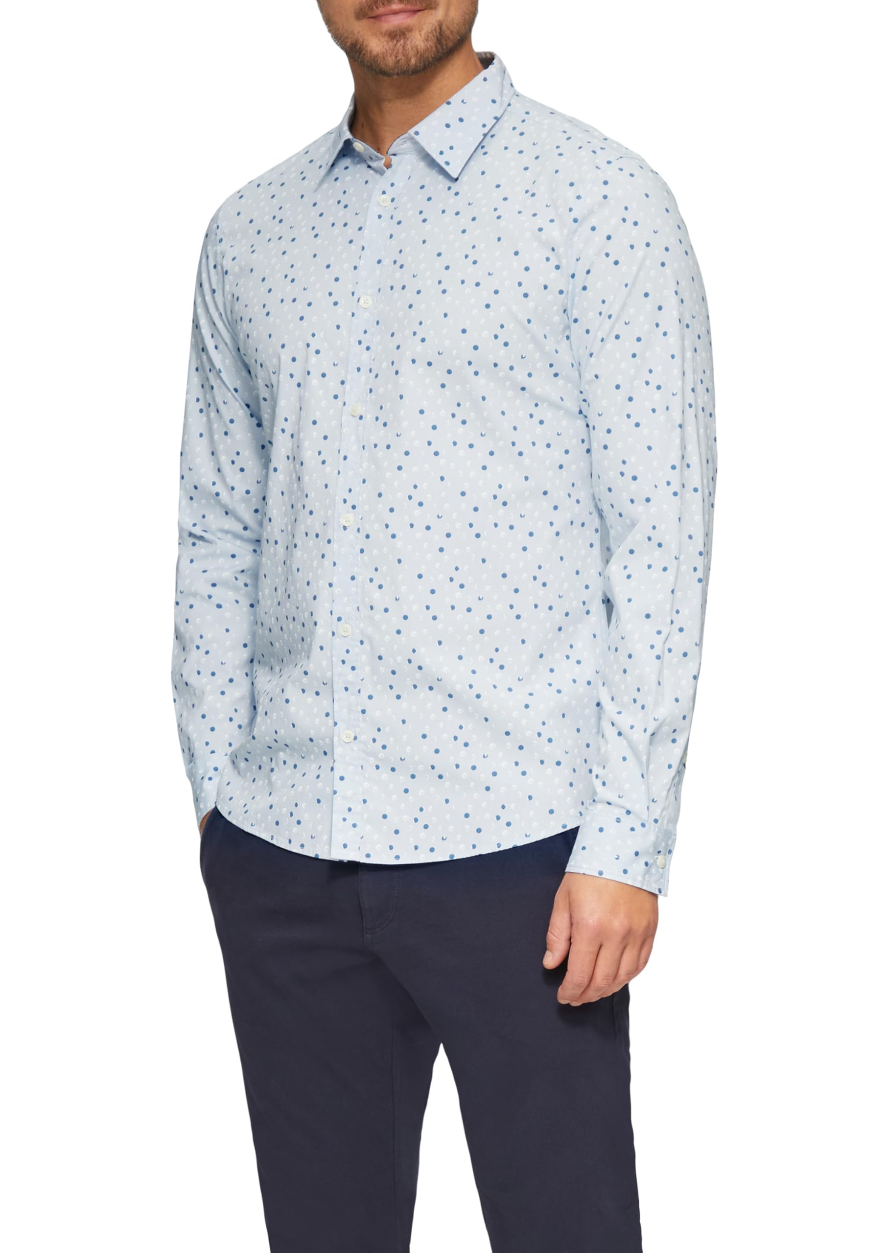 s.Oliver Herren Hemd – Slim Fit, Popeline, Kentkragen, Langarm