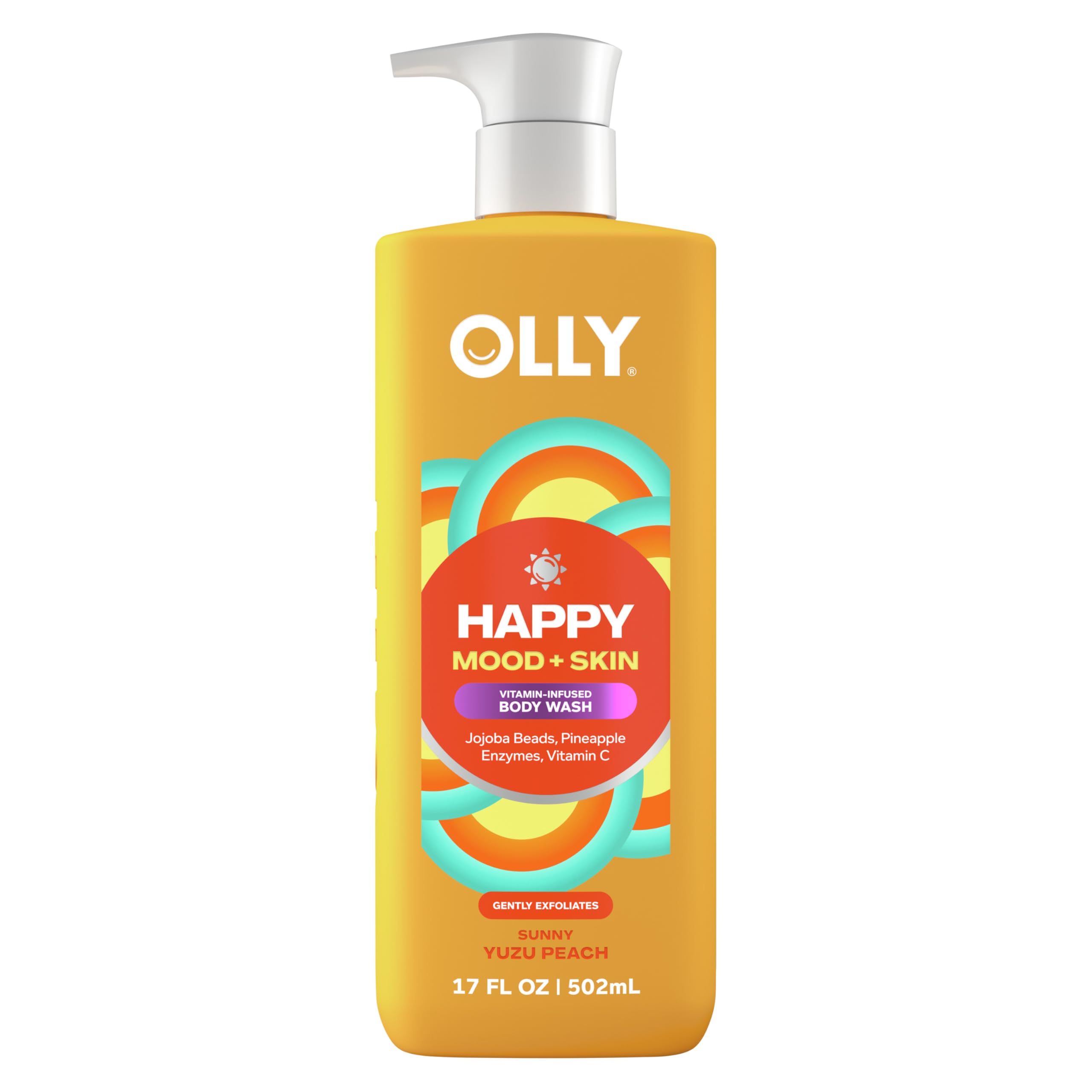 OLLY Exfoliating Body Wash Happy Mood + Skin jojoba beads, 17 fl oz