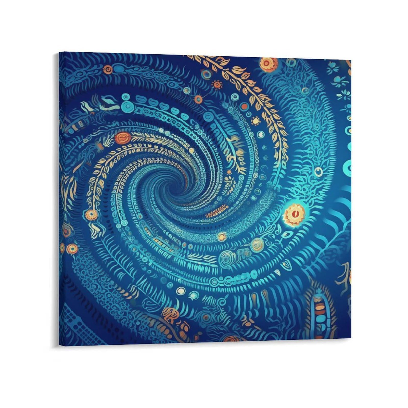 Blue Hippie Art Canvas Wall Art for Bedroom 20x20inch(50x50cm) Canvas Prints Artwork for Walls Modern Picture Artwork Painting for Living Room Aesthetic Wall Paintings for Bathroom Kitchen Office Deco