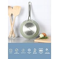 Vista 3 de Sur La Table Kitchen Essentials - Sartén de 8 pulgadas, sin PFA, de cerámica, de titanio, antiadherente, de aluminio forjado, color verde