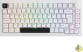 Akko 5075B Plus Gaming Keyboard RGB Chroma with Mechanical Linear Switch, 3 Modes ISO-UK Layout Keyboard with 5 Pin Hot Swap, Cherry PBT Keys, N-Key Rollover for Windows/Mac (Black White)