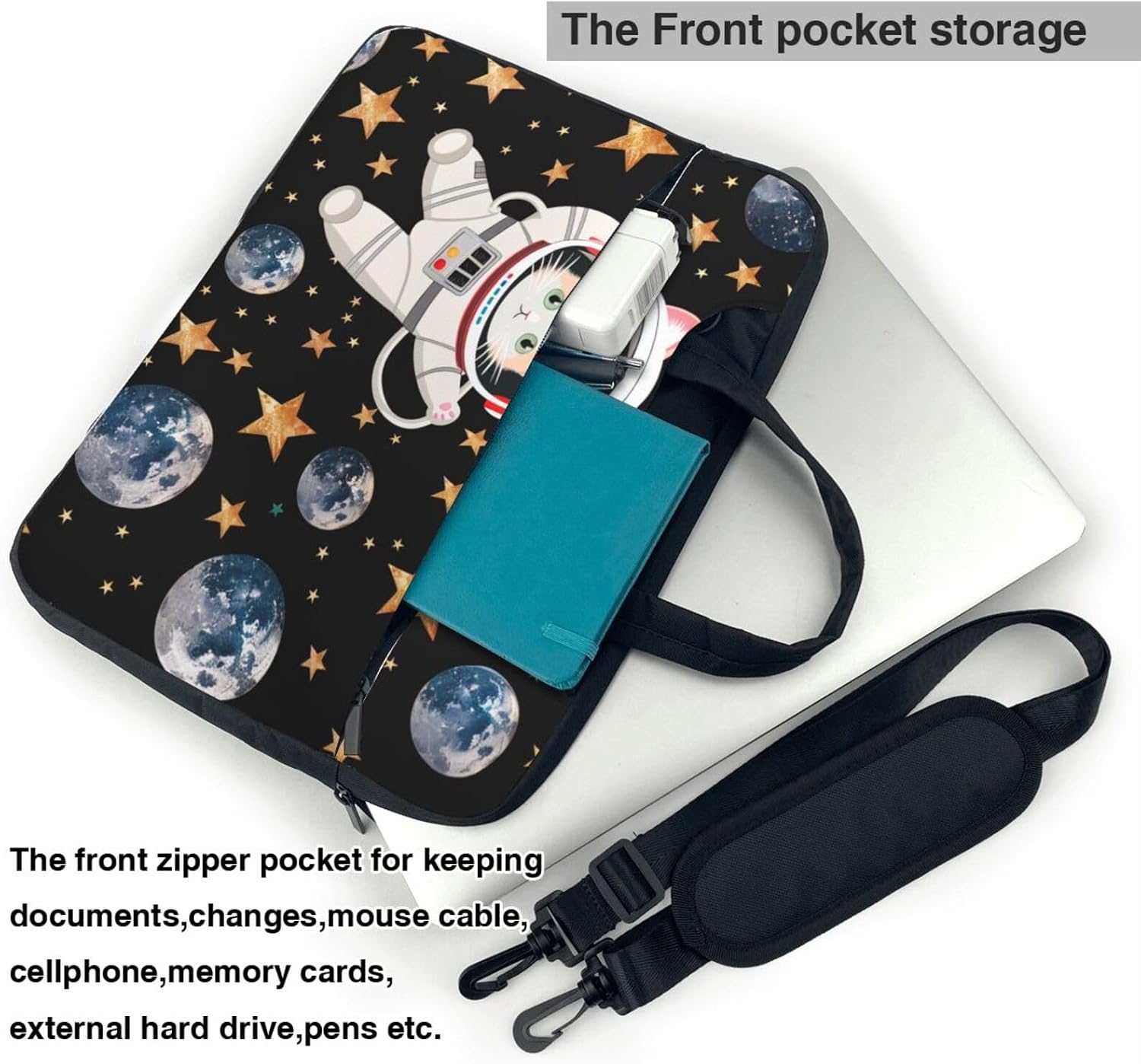 Cute Cat Astronaut Printed Laptop Tote Bag Travel Business Computer Bag Work Bag for Men Women