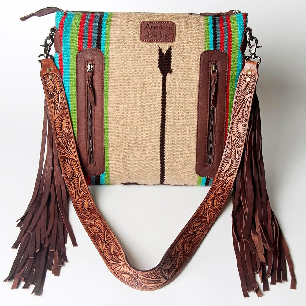 American Darling Signature Crossbody Hand Tooled Saddle Blanket Genuine Leather women bag western handbag purse