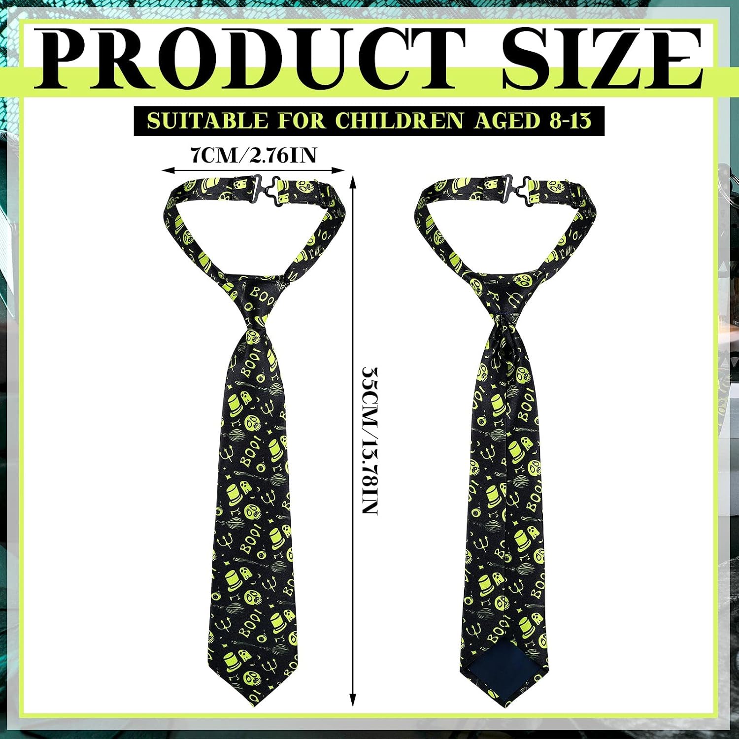 Newcotte Neck Tie 3 Pcs Pre Tied Adjustable Neckties for Formal Wedding Uniforms(Scary Style)