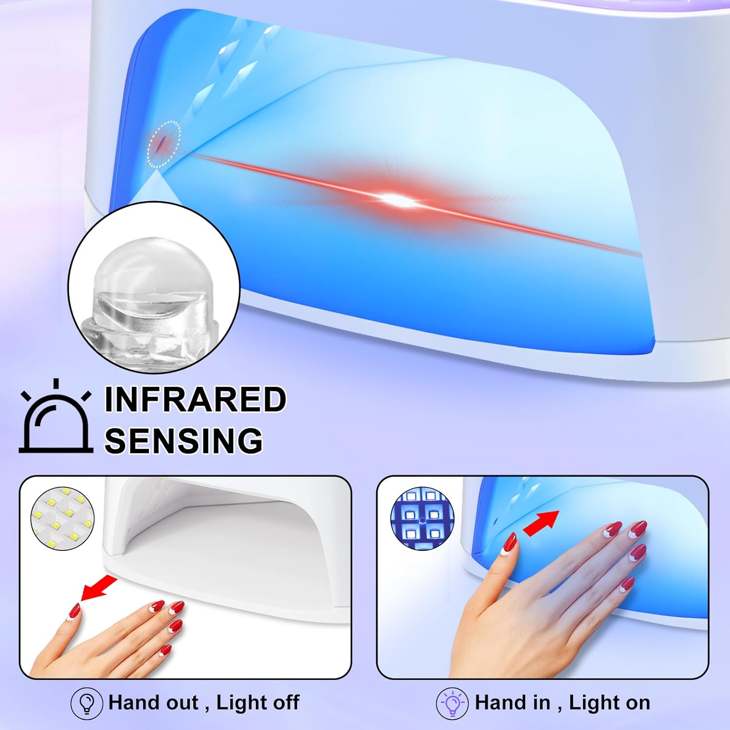 Cordless UV Nail Lamp Rechargeable Nail Dryer, 4 Timers UV Light for Gel Nails, UV LED Nail Dryer with Smart Sensor & 45Pcs Lamp Beads, Nail Light for Manicure Pedicure at Home & Salon