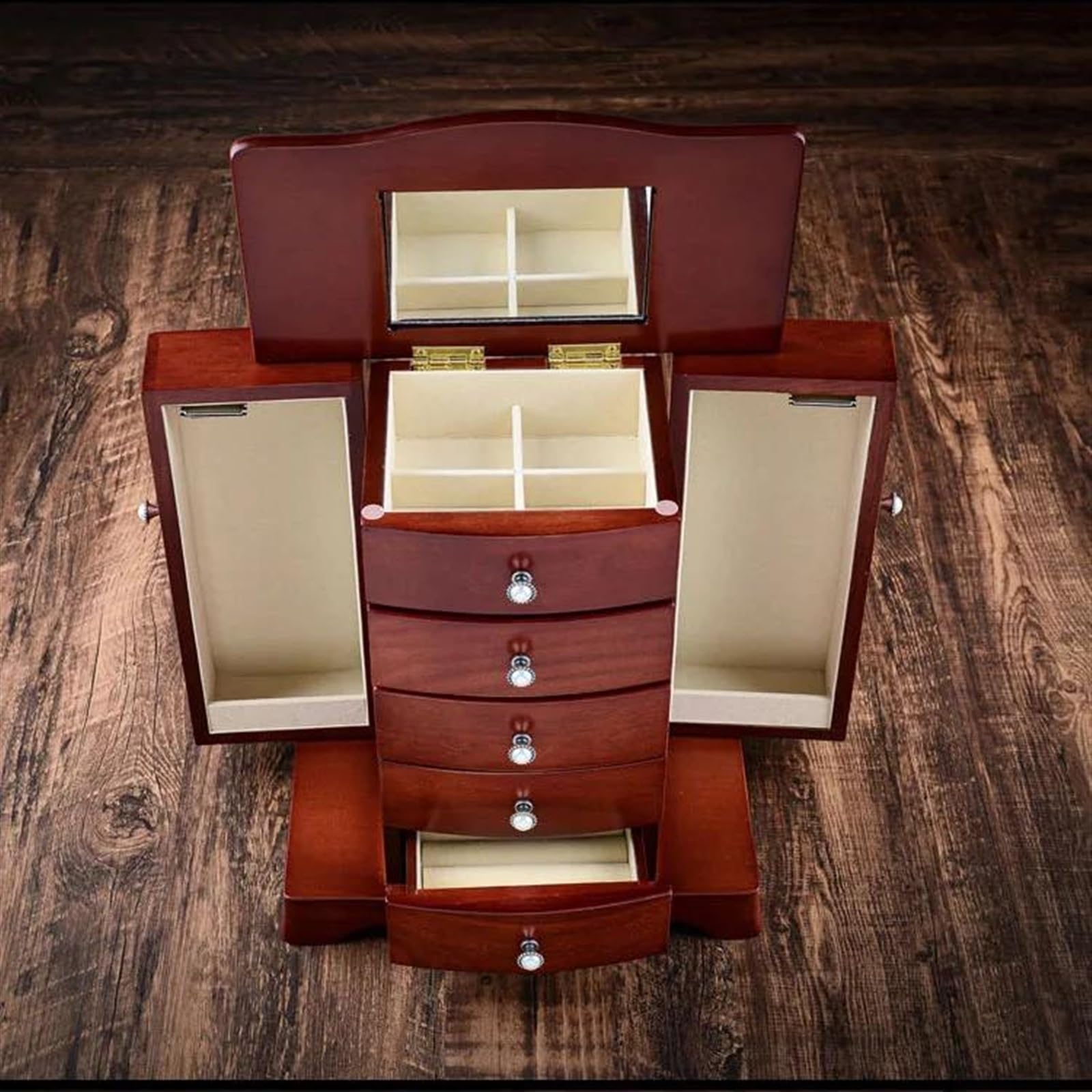 Joyero Viaje Joyero Madera Maciza Cajón Multicapa Gran Capacidad Joyería Retro Hogar Joyeros