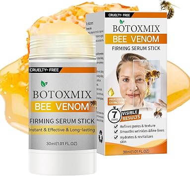 Boto-x Bee Venom Firming Serum Stick, Boto-x Bee Venom Wrinkle Removal Cream, Skin Tightening Cream For Face, Lift & Smooth Fine Lines, Collagen Booster, Natural Vegan & Sensitive Skin Safe