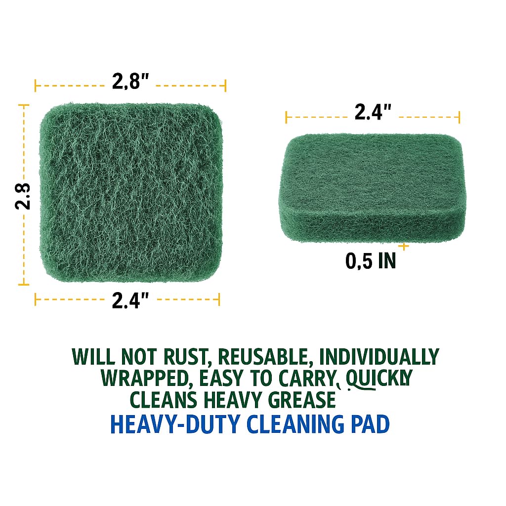 70-Pack Green Stainless Steel Soap Pads | Bulk Reusable Steel Wool Pads | Heavy-Duty Scouring Pads Pot Scrubber