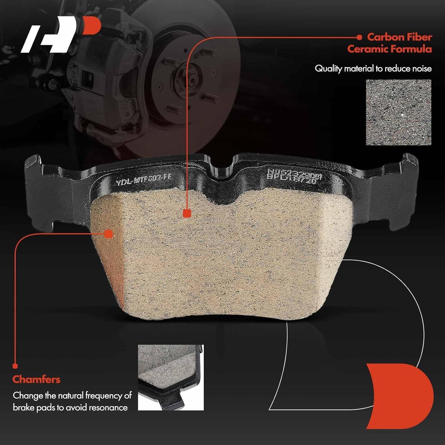 A-Premium Rear Ceramic Brake Pads Set Compatible with Mercedes-Benz C43 AMG 2017-2021, C450 AMG 2016-2016, GLC350e 2018-2020, GLC43 AMG 2017-2021, GLC300 2016-2021, 4-Pack