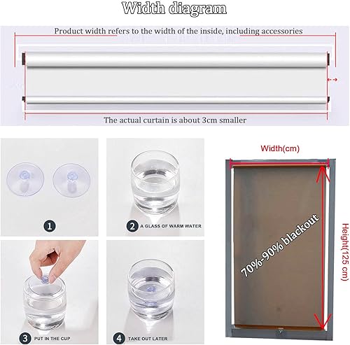 Miniatura 7 de Cortinas opacas enrollables con ventosas, cortina térmica para ventana, cortina enrollable con protector solar temporal, persiana portátil ligera,