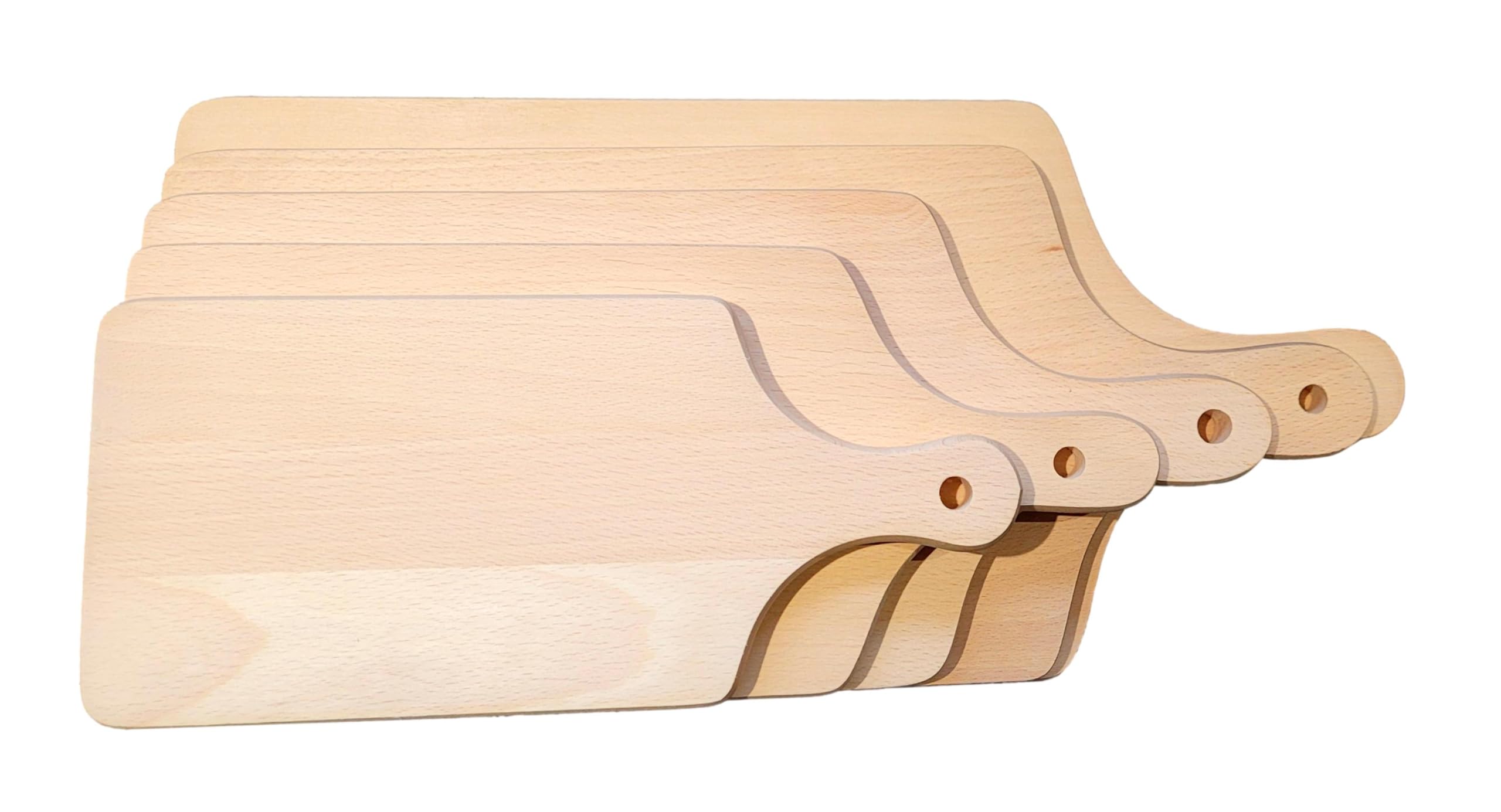 Wooden World - Juego de 5 tablas de cortar tradicionales de madera de haya, 5 tamaños