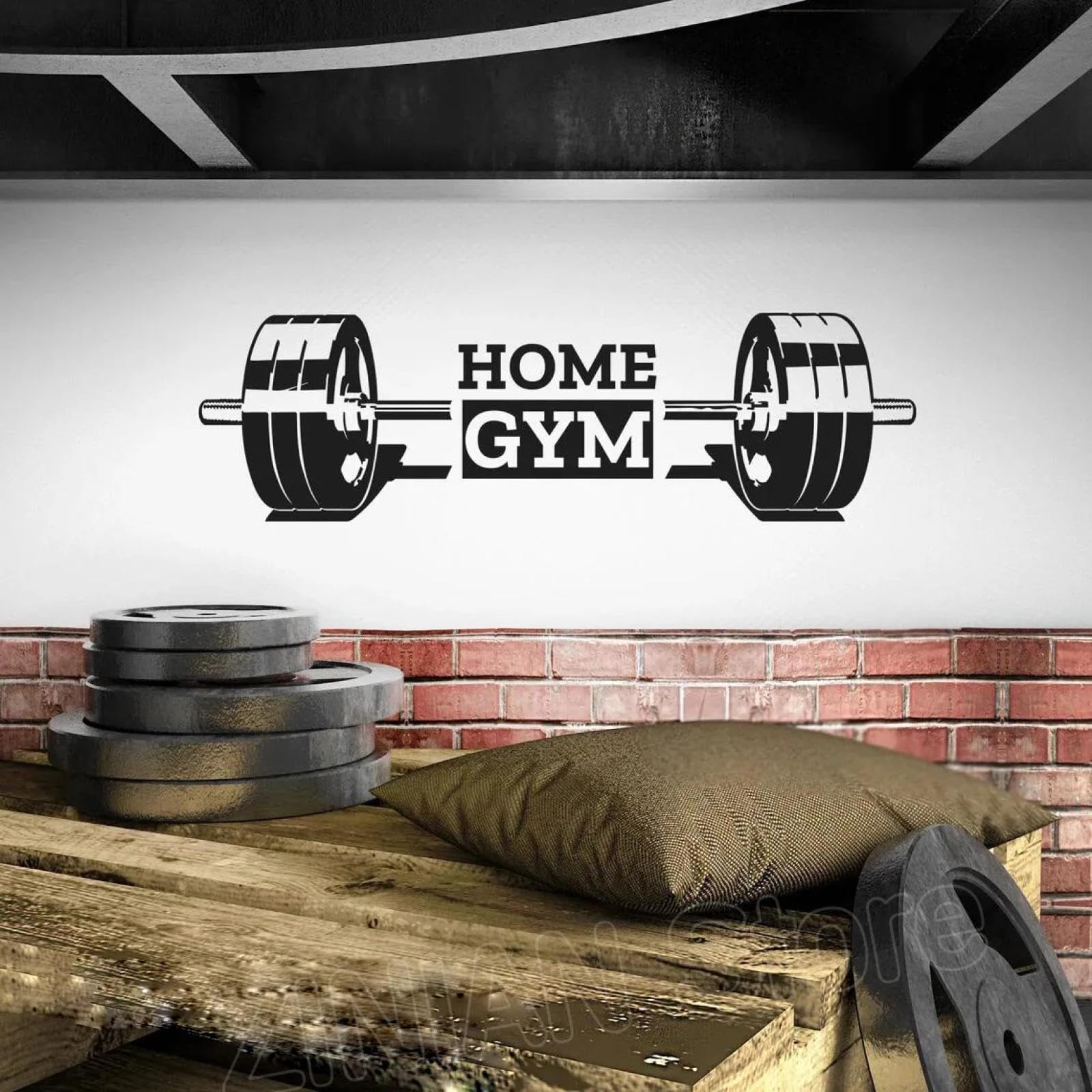 WEIMEIJIE Home Gym Wall Stickers, Gym Barbell Training Vinyl Stickers, Home Decor
