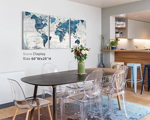 Miniatura 4 de Lienzo decorativo para pared de dormitorio, cuadros azules para sala de estar, oficina, obras de arte para paredes, 60 pulgadas de ancho x 28