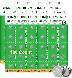 DURNERGY SR920SW Watch Battery 100 Pack, 370/371 Watch Battery, Pilas AG6 Coin Batteries 371, Alkaline Button Cell Battery