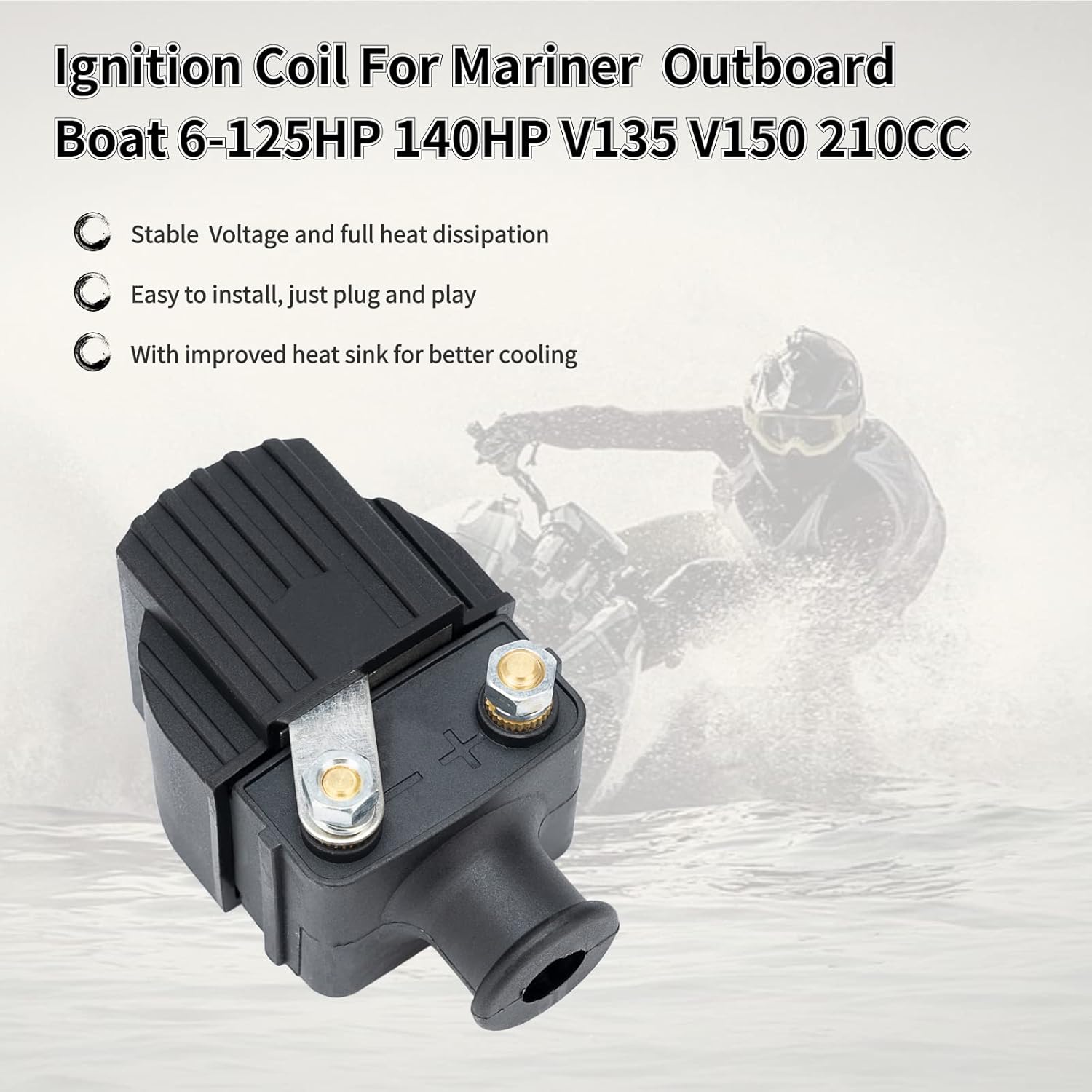 18-5186 Outboard Ignition Coils fits Mercury & Mariner Sierra Boat 6-125HP 140HP V135 V150 210CC Chrysler Force 40hp -150hp Replaces 18-5186，339-7370A13 339-832757A4 Pack of 2, ZZYR