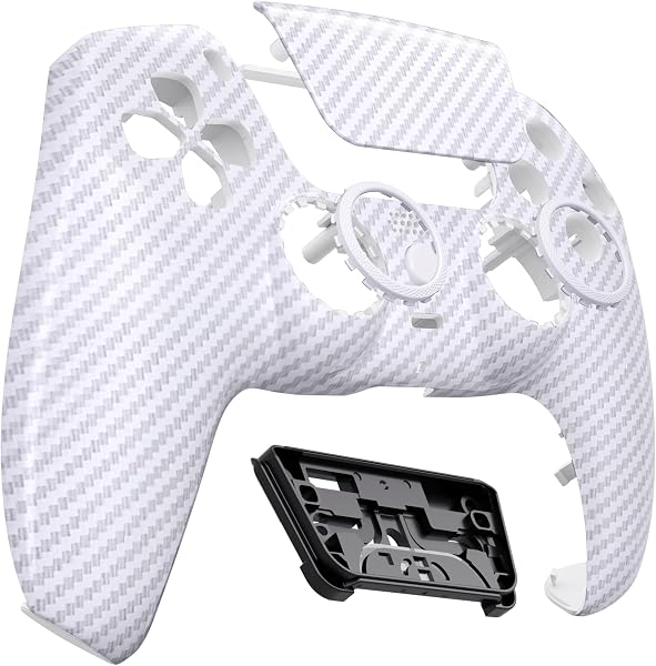 eXtremeRate Luna Rediseñado Carcasa Frontal con Panel Táctil Compatible con ps5 BDM-010 BDM-020 BDM-030 BDM-040 Carcasa Delantera Placa Frontal Funda Portectora(Fibra de Carbono Blanco) - 5