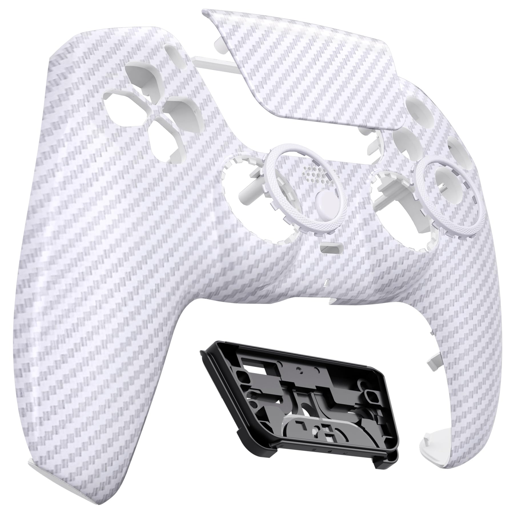 eXtremeRate Luna Rediseñado Carcasa Frontal con Panel Táctil Compatible con ps5 BDM-010 BDM-020 BDM-030 BDM-040 Carcasa Delantera Placa Frontal Funda Portectora(Fibra de Carbono Blanco) - 5