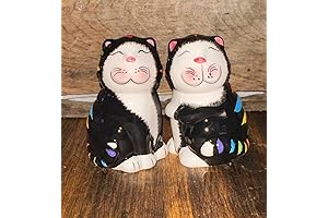Happy Cats Ceramic Tuxedo Cats Shaker Bowl Rainbow Stripes