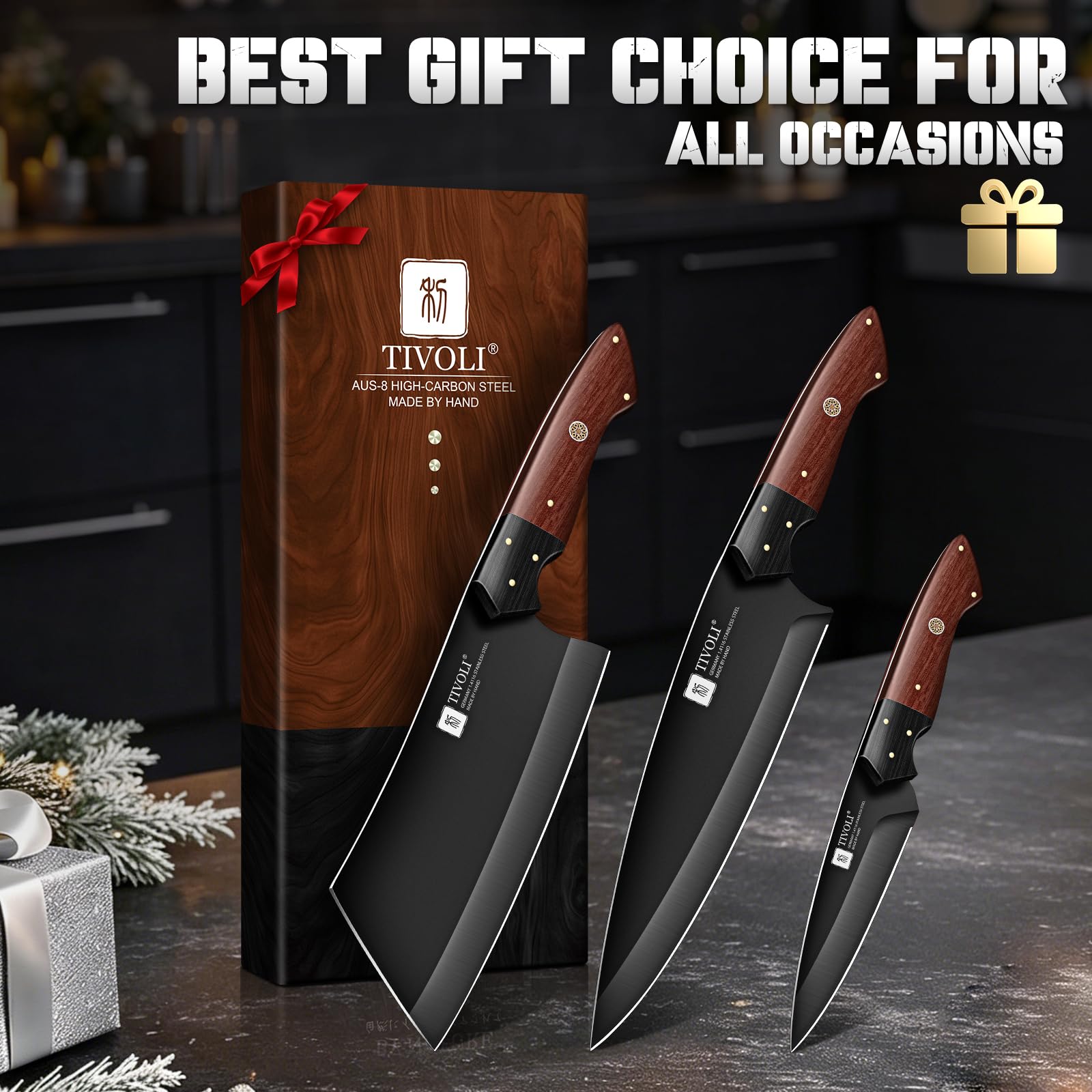 TIVOLI Kitchen Knife Set - 3 Piece Chef's Knife Set -7