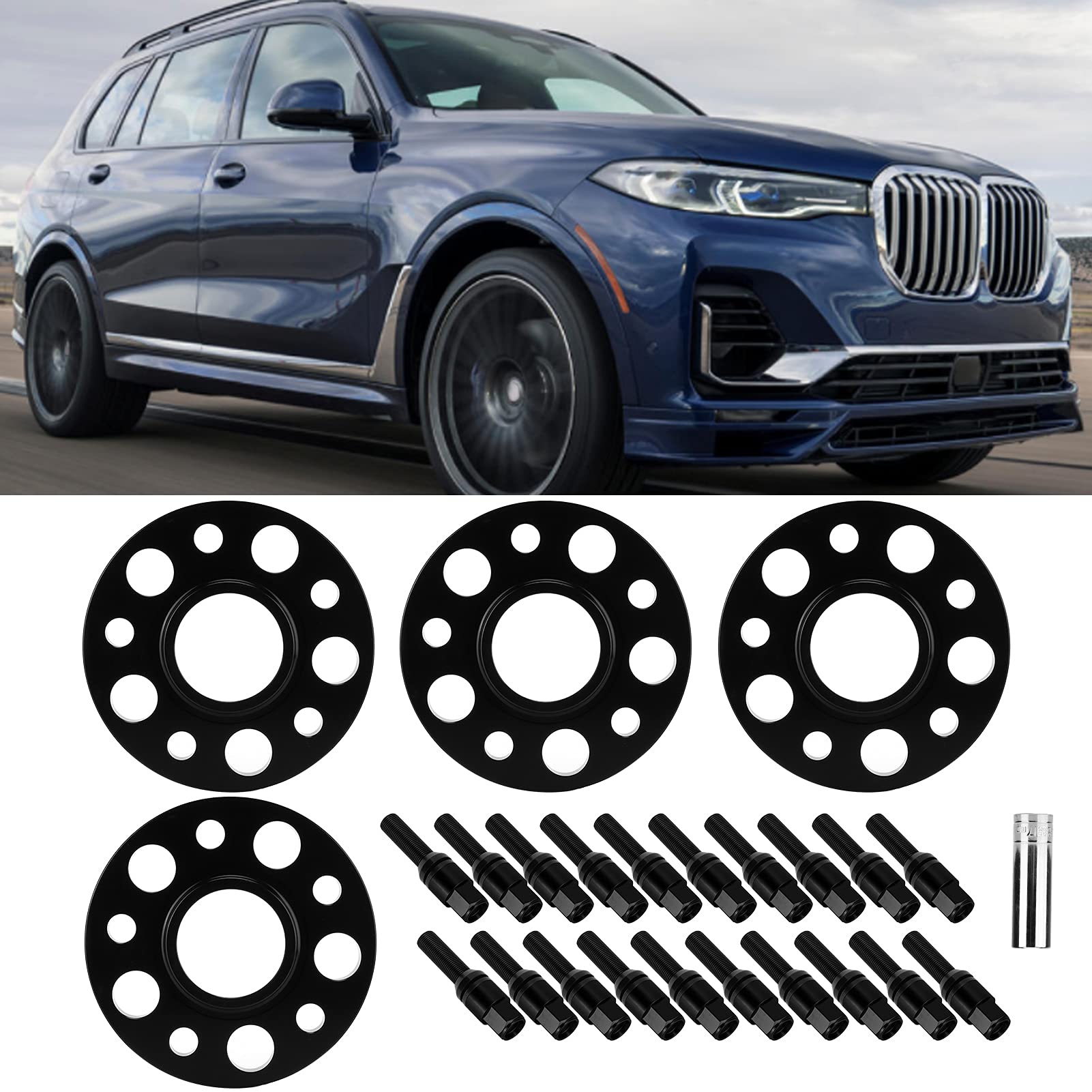 15mm Rozdzielacze K Aluminiowe 6061 dla Serii 2 F45 Active Tourer 2014 2020 Czarne