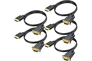 HDMI to VGA Cable 6 Feet - High-Performance 5-Pack