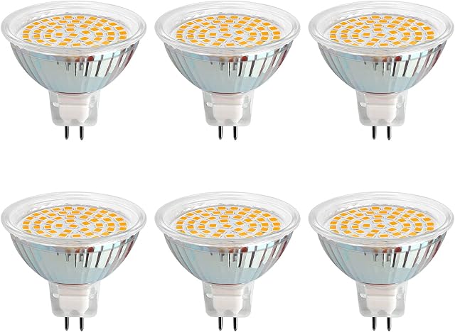 Akynite MR16 GU5.3 12V 5W LED Warm White 3000K, 500LM, AC DC 12V, 120° Beam Angle, GU5.3 35W 50W Replacement, 50mm MR16 GU5.3 Spotlight Bulbs for Kitchen, not dimmable, Pack of 6