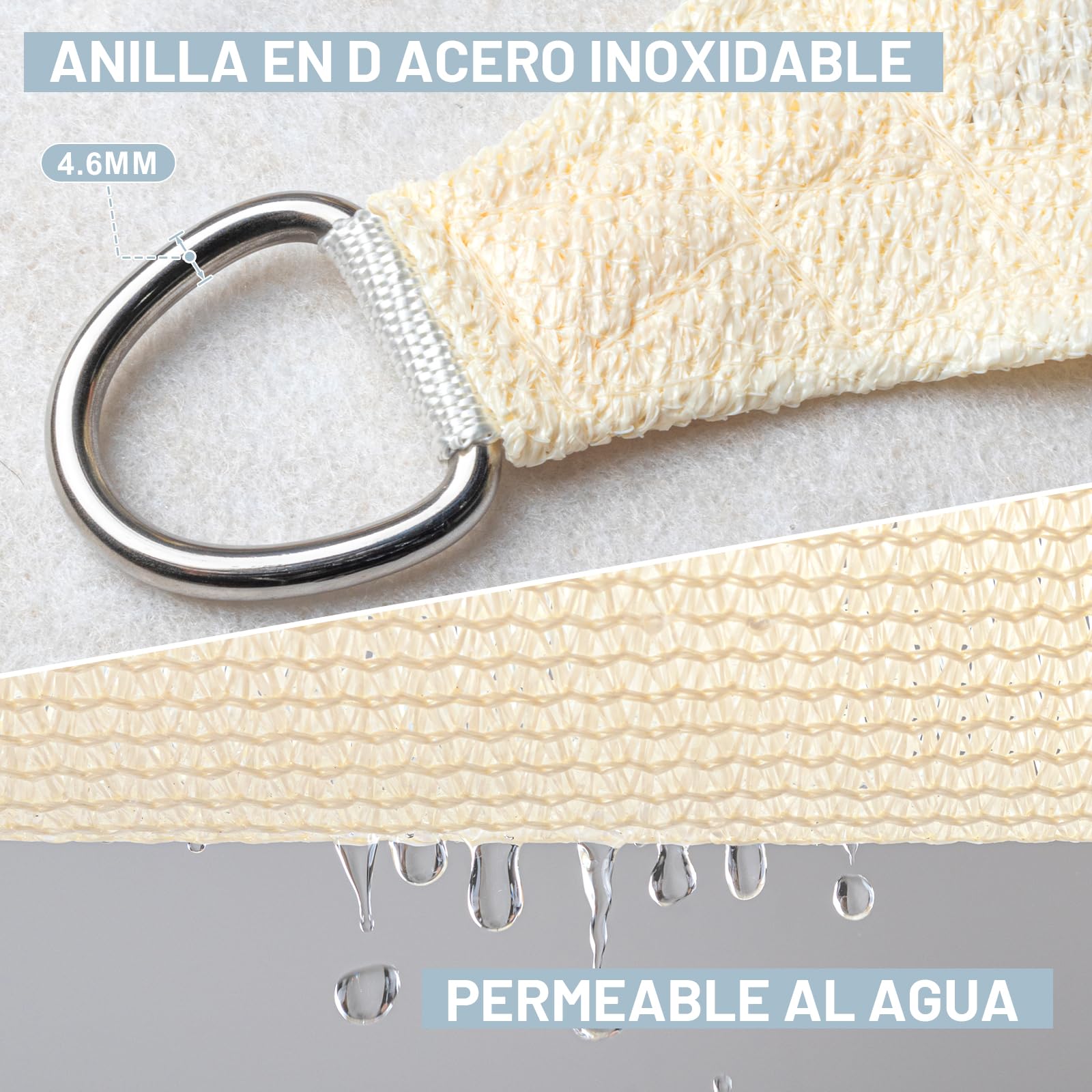 LOVE STORY Toldo Vela de Sombra 2x2m Rectangular Crema Toldos,Toldo de Tela Sombra Curvada,Transpirable Permeable (HDPE) con Protección 95% UV para Patio Exterior, Porche, Jardín