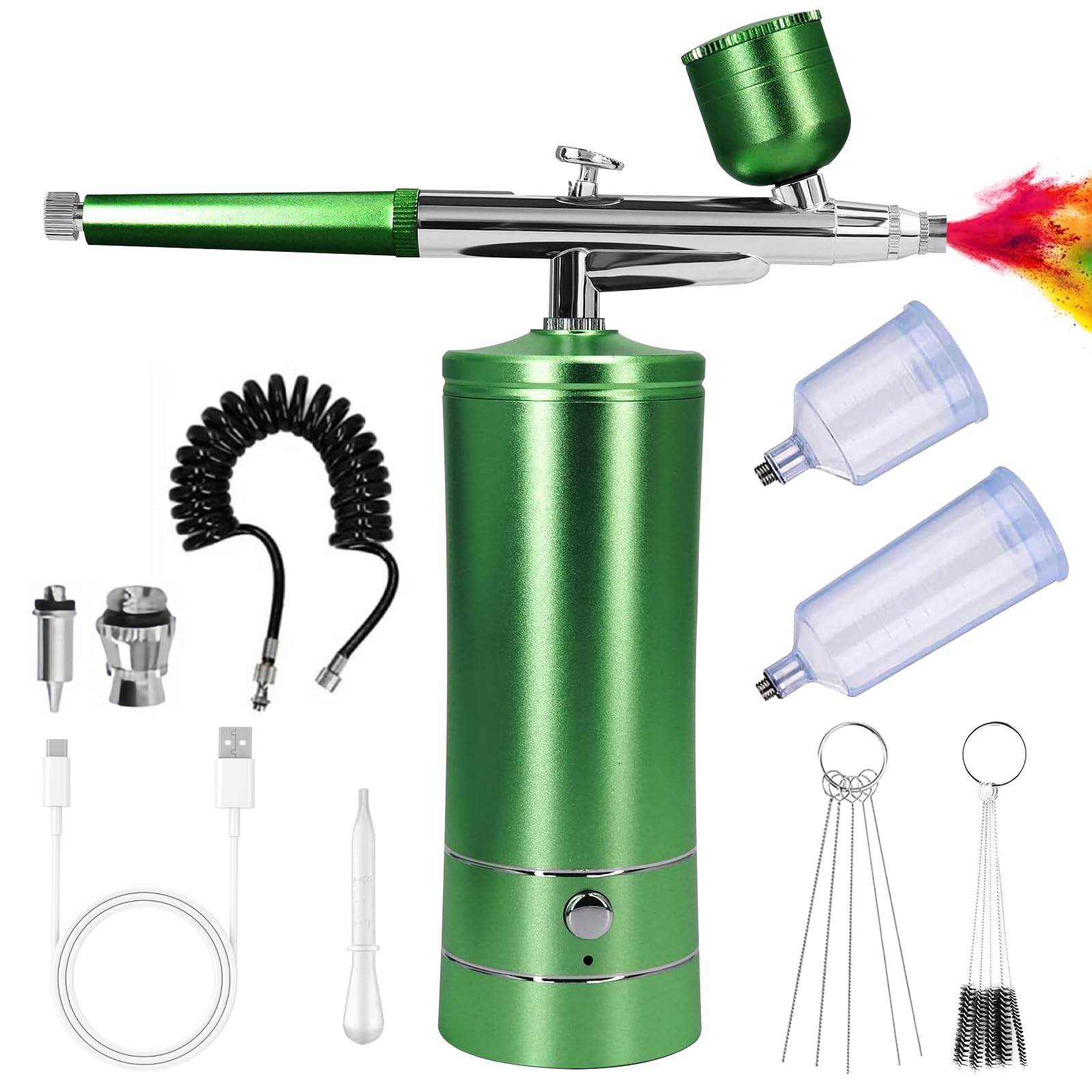 AirBrush Set con compressore: pistola aerografo manuale multi funzione, aerografo portatile ricaricabile, per nail design, decorazione torte, trucco, modellazione tatuaggio, colorazione modello