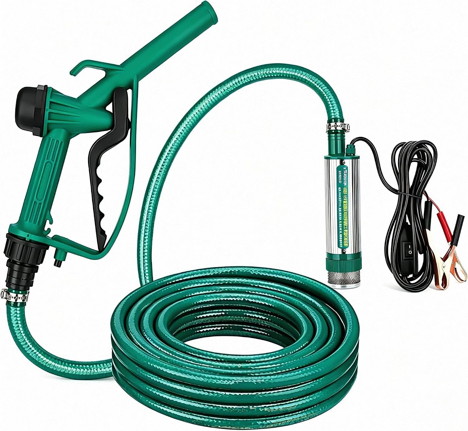 Pompe de Transfert Diesel 12V, avec Tuyau de 5 m, débit 30 LPM, Pompe à Huile et à Eau, Pompe à Carburant avec Filtre de précision Anti-colmatage, pour Le Transfert de Diesel, kérosène et Eau