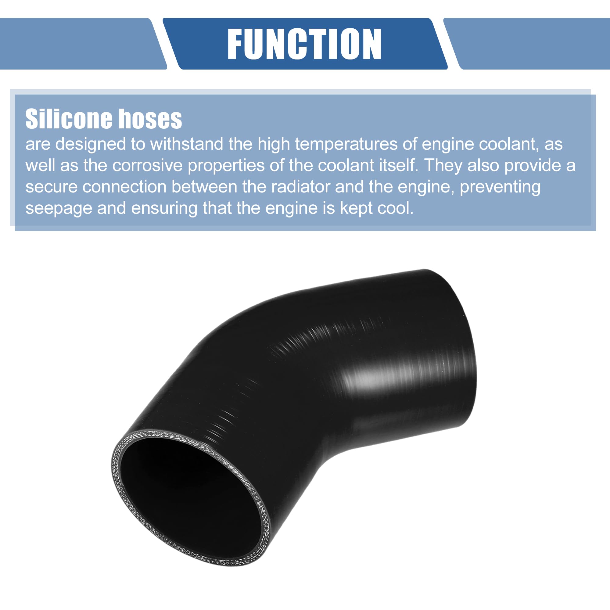 QUARKZMAN Tuyau Silicone Noir 80mm Diamètre Intérieur 45° - 90mm Longueur Voiture