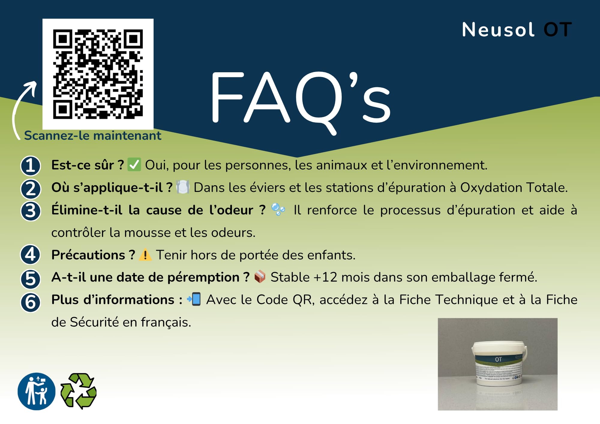 OT - Activateur Biologique pour Station de Traitement Biologique Réduit boues, mousses, odeurs Améliore la qualité de l'eau de Sortie pour l'irrigation ou Le Nettoyage extérieur (OT, 450, GR)