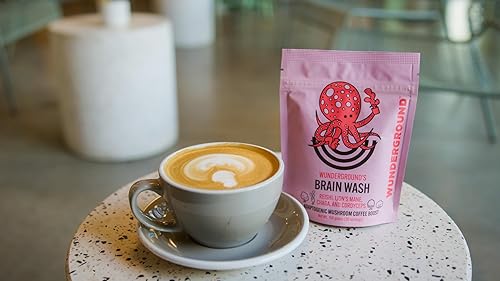 Miniatura 4 de Wunderground Brain Wash - Polvo orgánico superboost de hongos para café, té y agua, Cordyceps, melena de león, chaga y hongos adaptogénicos Reishi