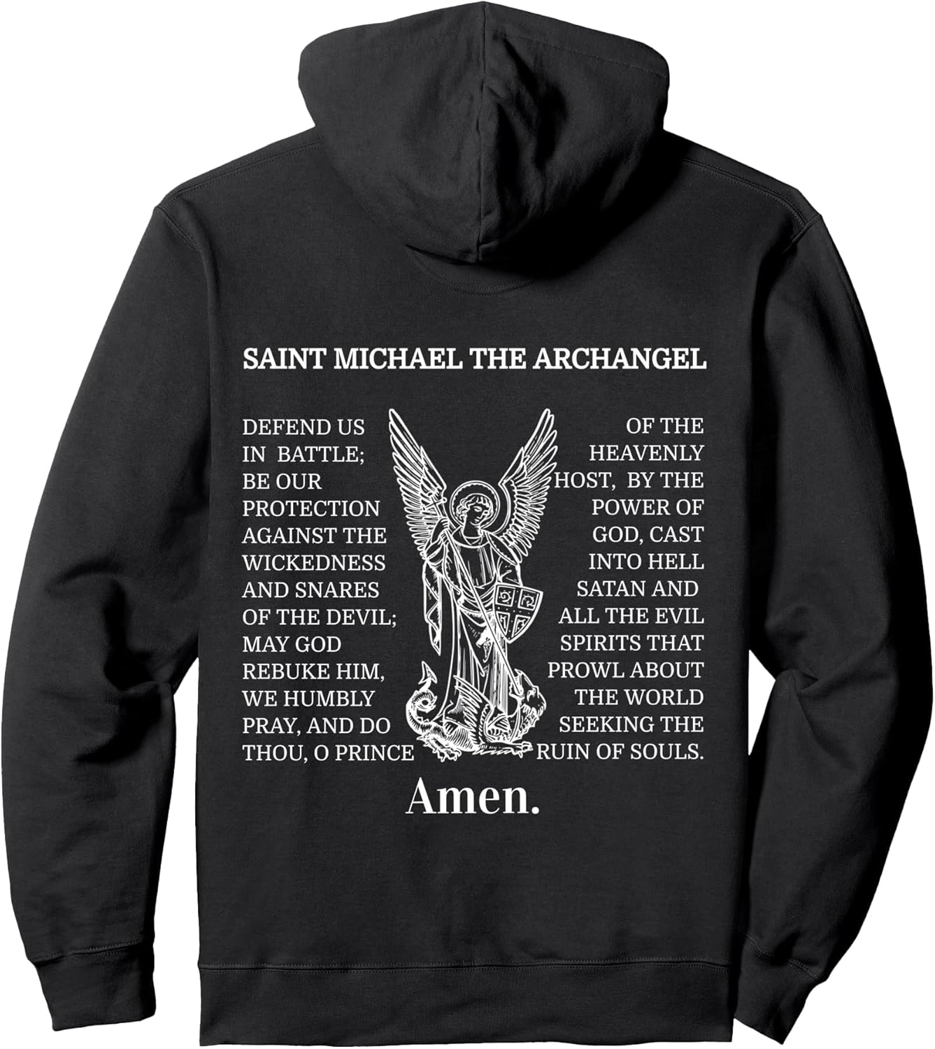 Saint St Michael Prayer Hoodie Catholic Archangel Christian Pullover Hoodie