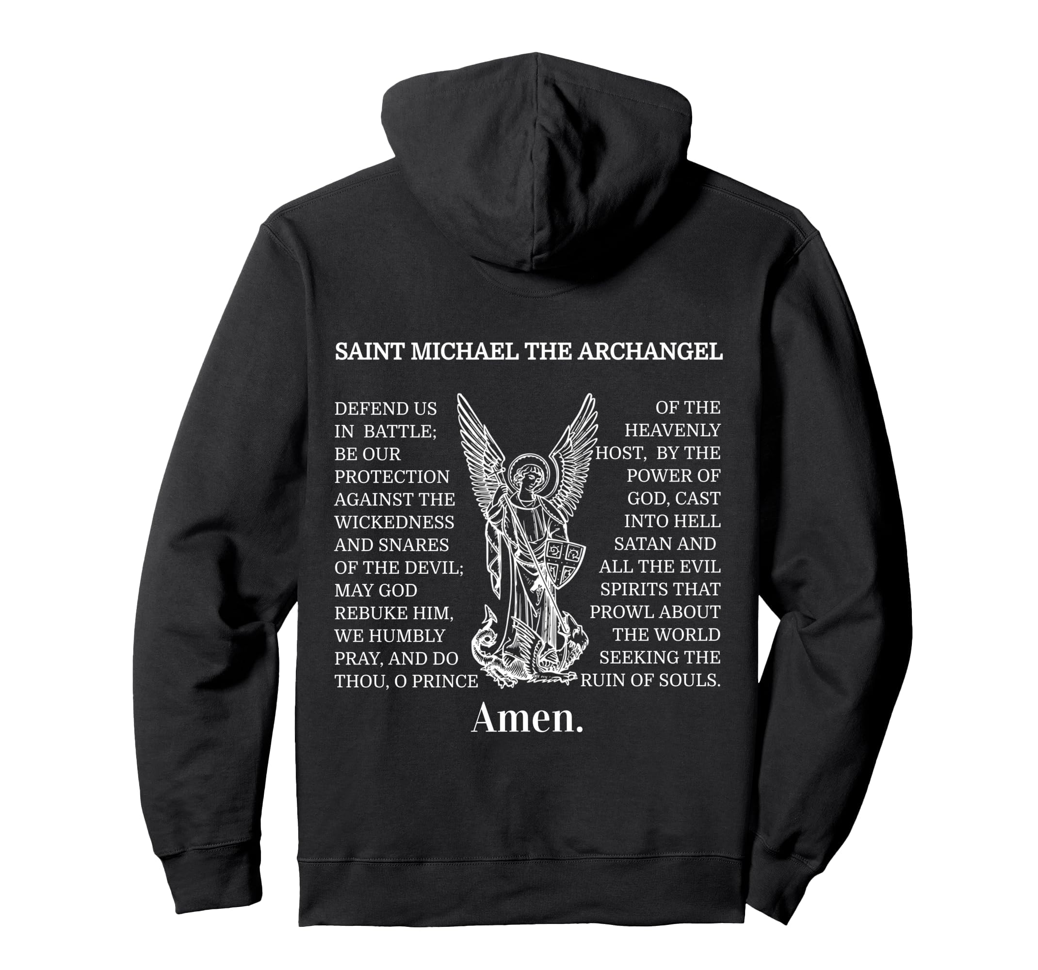Saint St Michael Prayer Hoodie Catholic Archangel Christian Pullover Hoodie