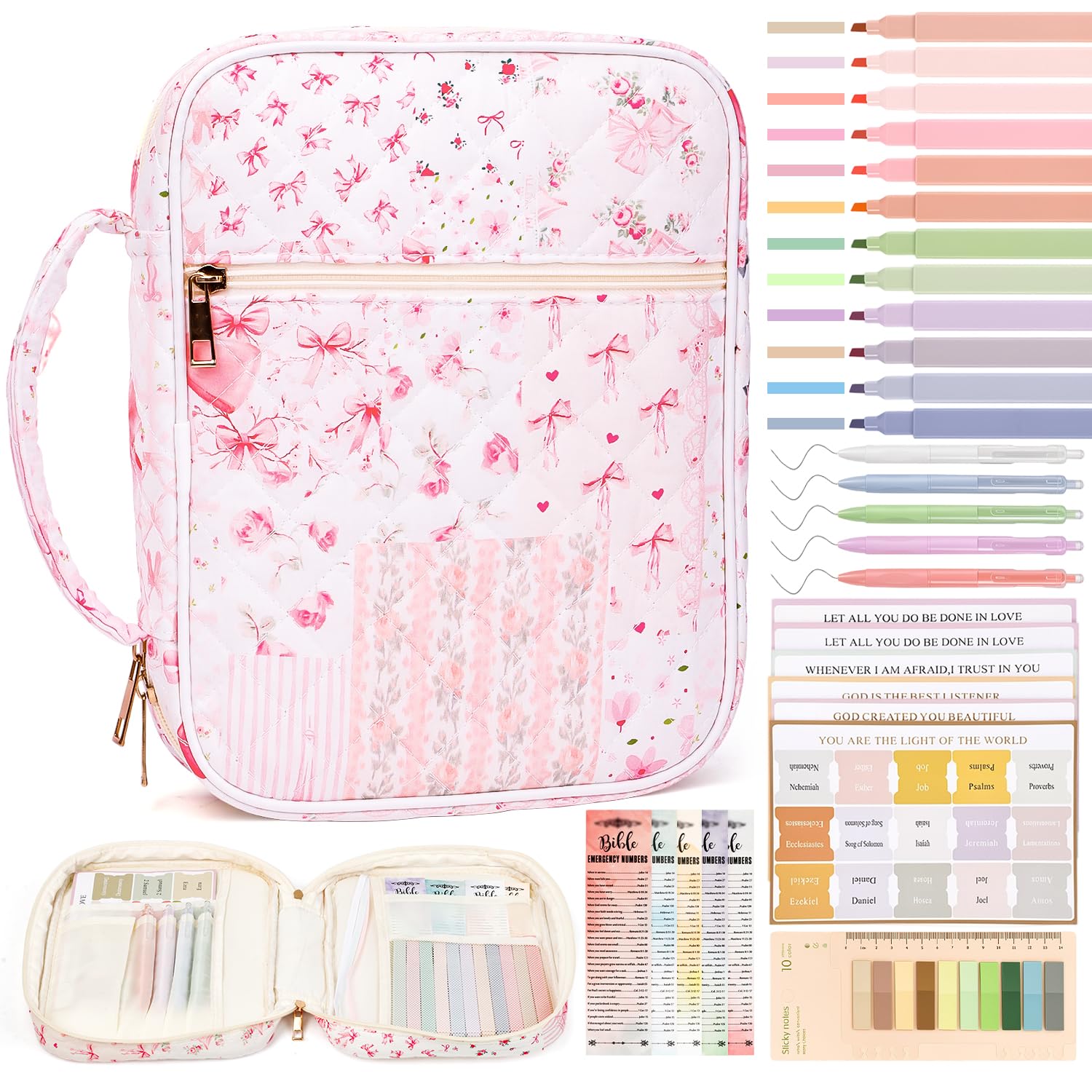 Bible Cover Case for Women Bible Bag w/Handles Bible Study Supplies