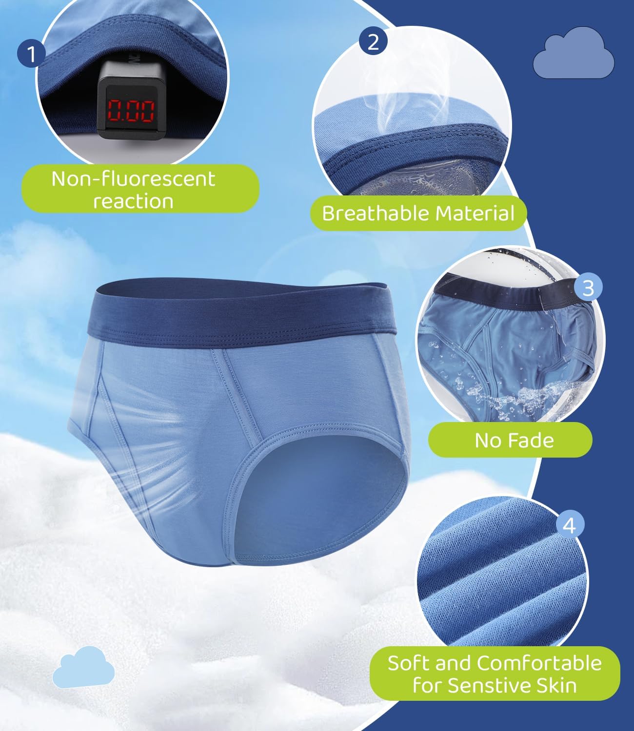 BAMBOO COOL Boys Briefs Underwear 2-18 Years Tag-Free Breathable Moisture-Wicking Bamboo Underwear 6 Pack - Image 3