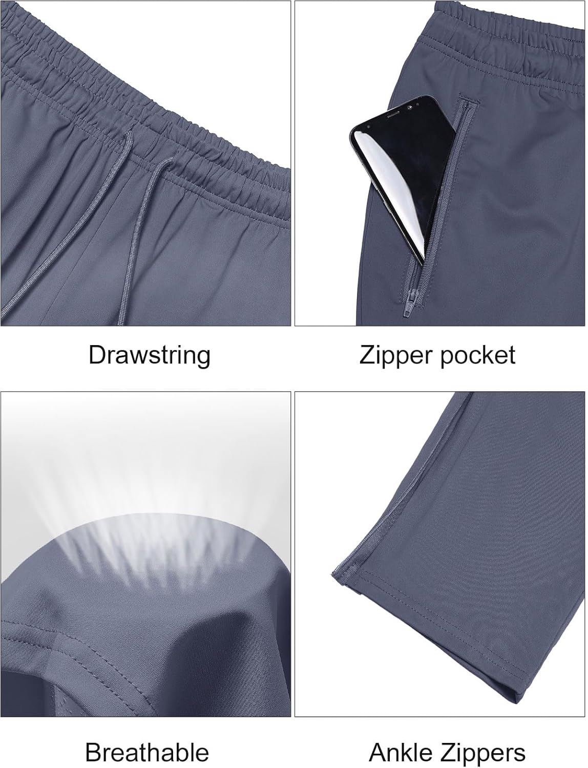 Auxo Men Joggers Pants Track Traning Running Athletic Workout Pants with Ergonomic Design and Ankle Zippers