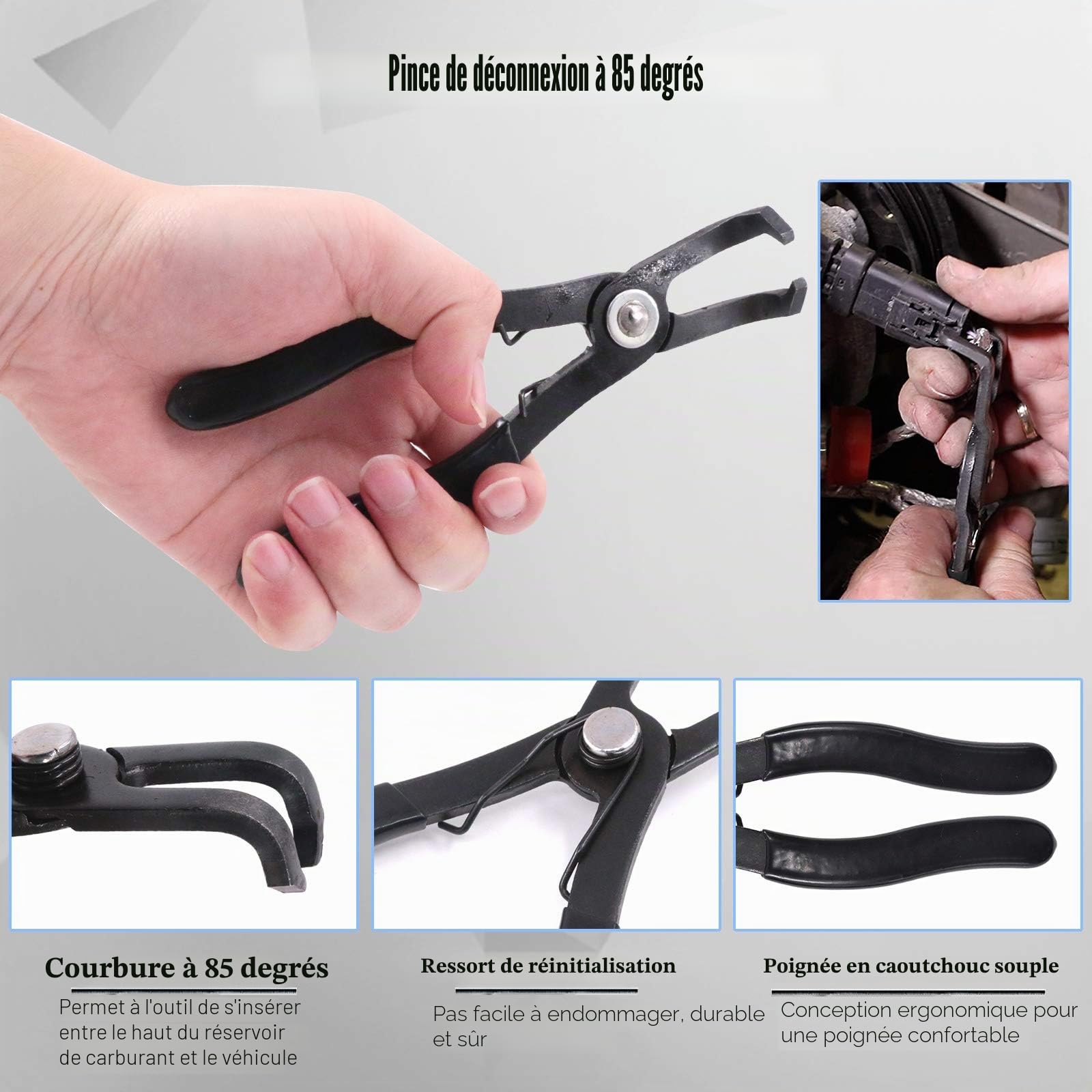 Glarks Lot de 3 pinces de tuyau de carburant de 20,3 cm, clip de serrage et pliants de déconnexion à 80 degrés pour l'entretien de la voiture