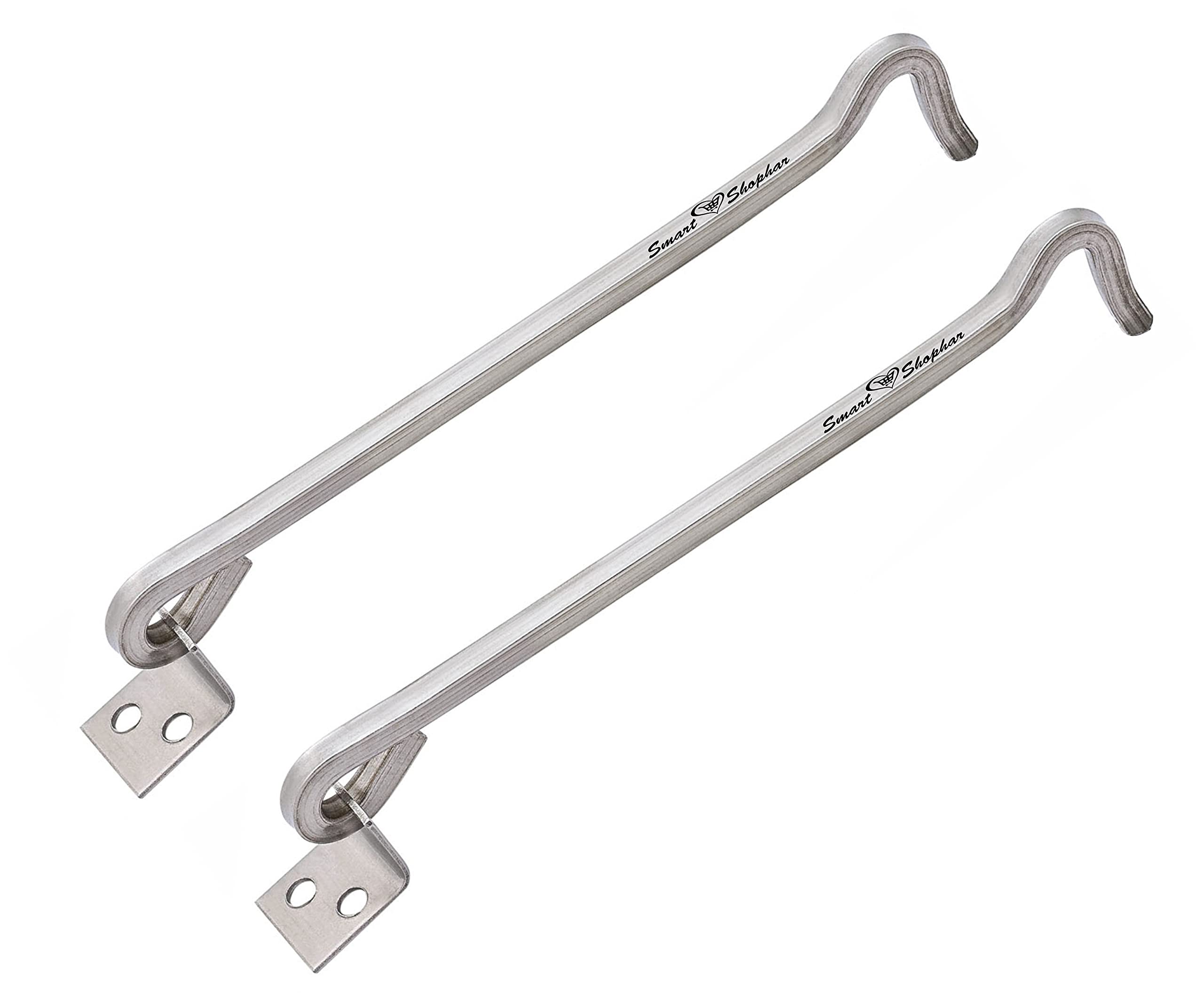 SMART SHOPHAR Stainless Steel Square Gate Hook 8 Inches Silver, Pack of 2 / Durable Construction/Reliable Gate Fastening/Suitable for Double Gates