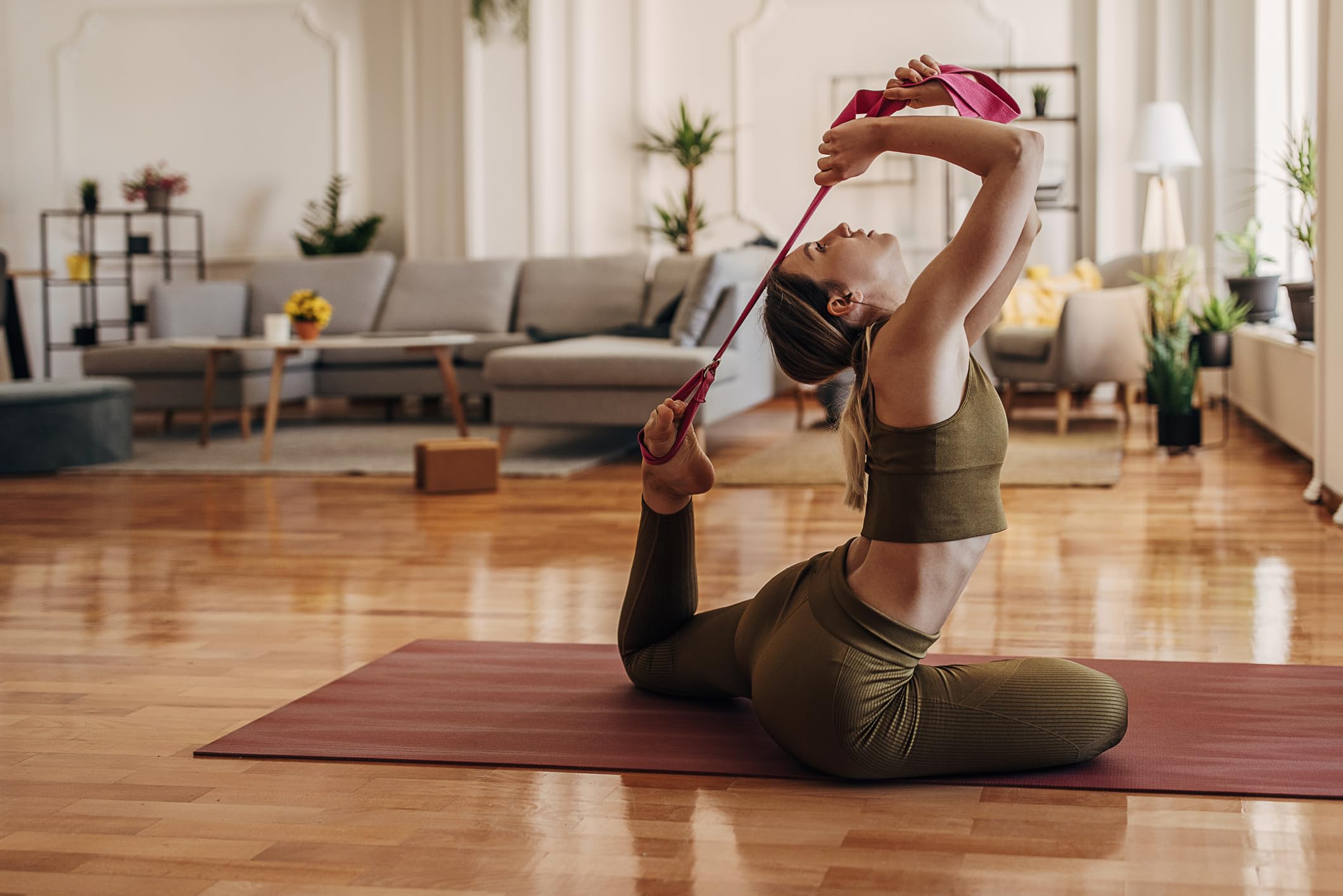Everyday Yoga Super starker Gurt mit Metall-D-Ring-Schnalle – verbessert Flexibilität, Dehnung und Physiotherapie-Fitness.